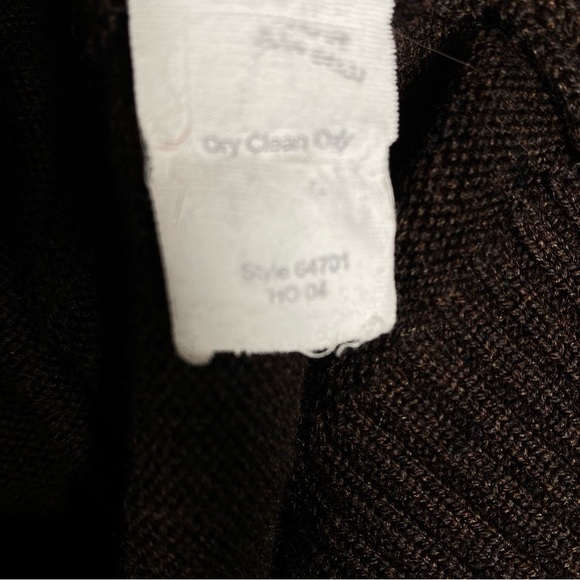 J. Crew Men's Dark Brown Full Zip Sweater 100% Merino Wool Leather Pull L - Picture 3 of 8